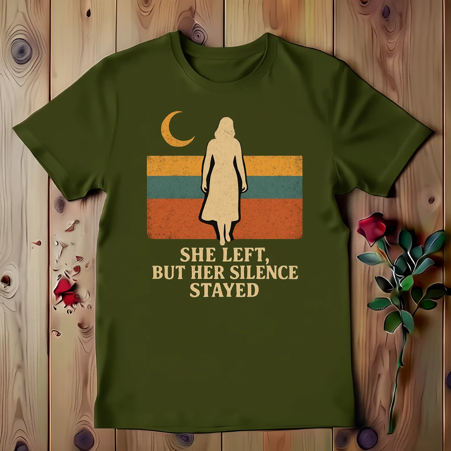 She Left, But Her Silence Stayed T-shirt
