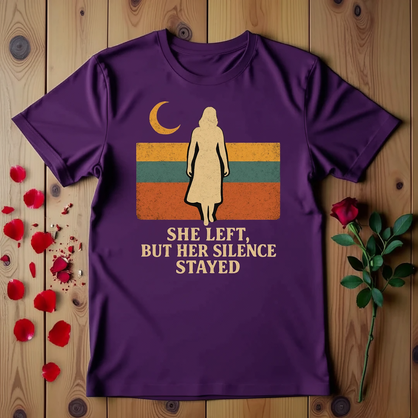 She Left, But Her Silence Stayed T-shirt