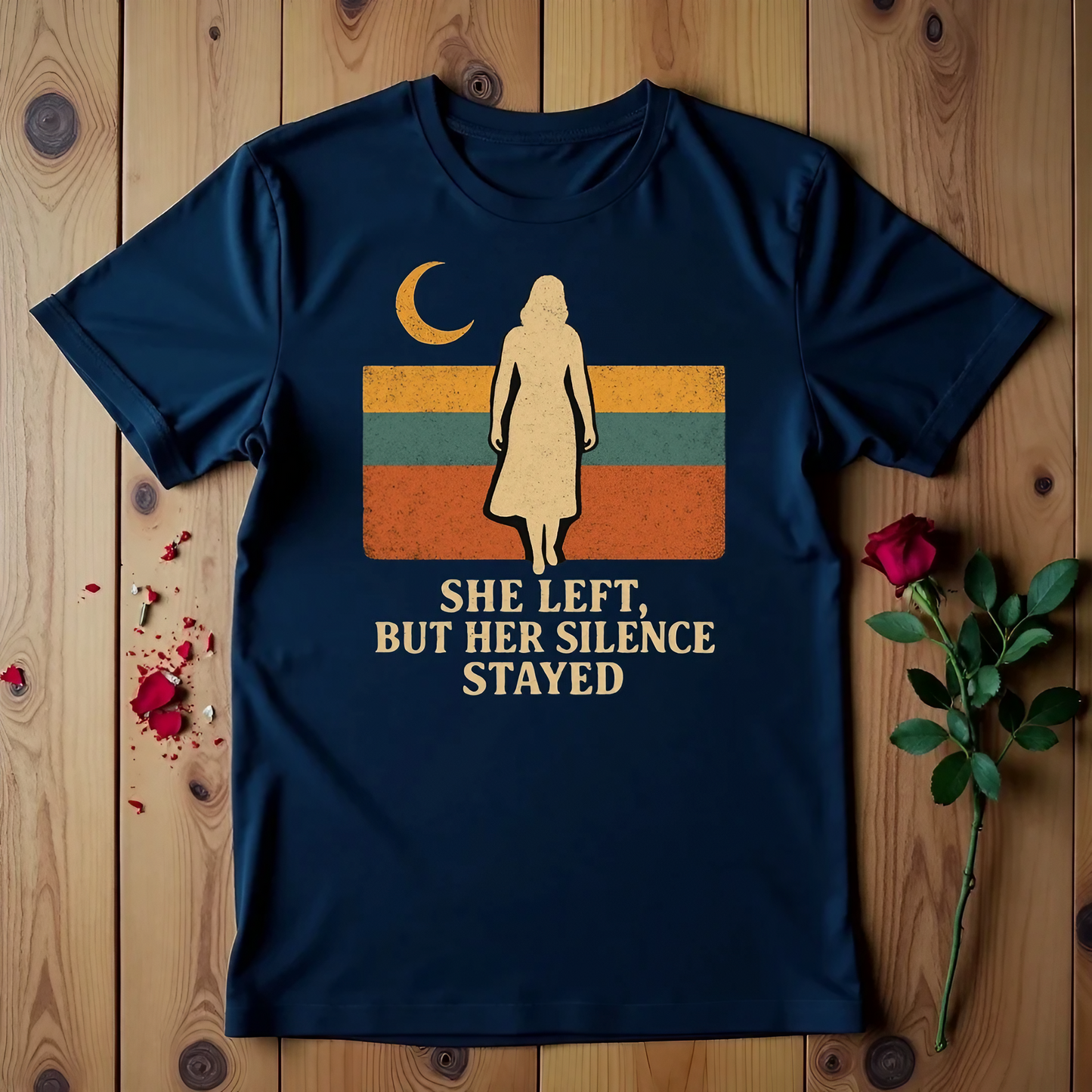 She Left, But Her Silence Stayed T-shirt