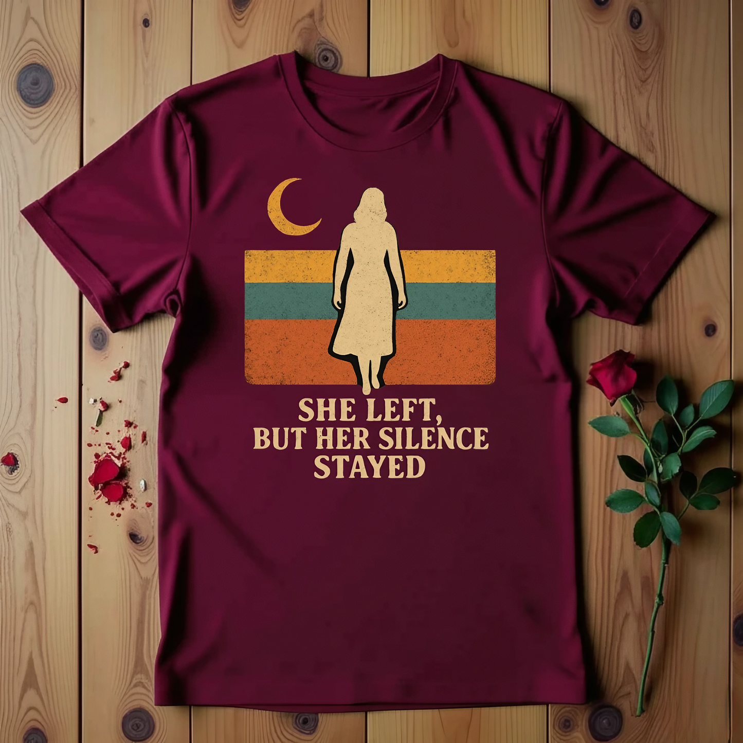 She Left, But Her Silence Stayed T-shirt