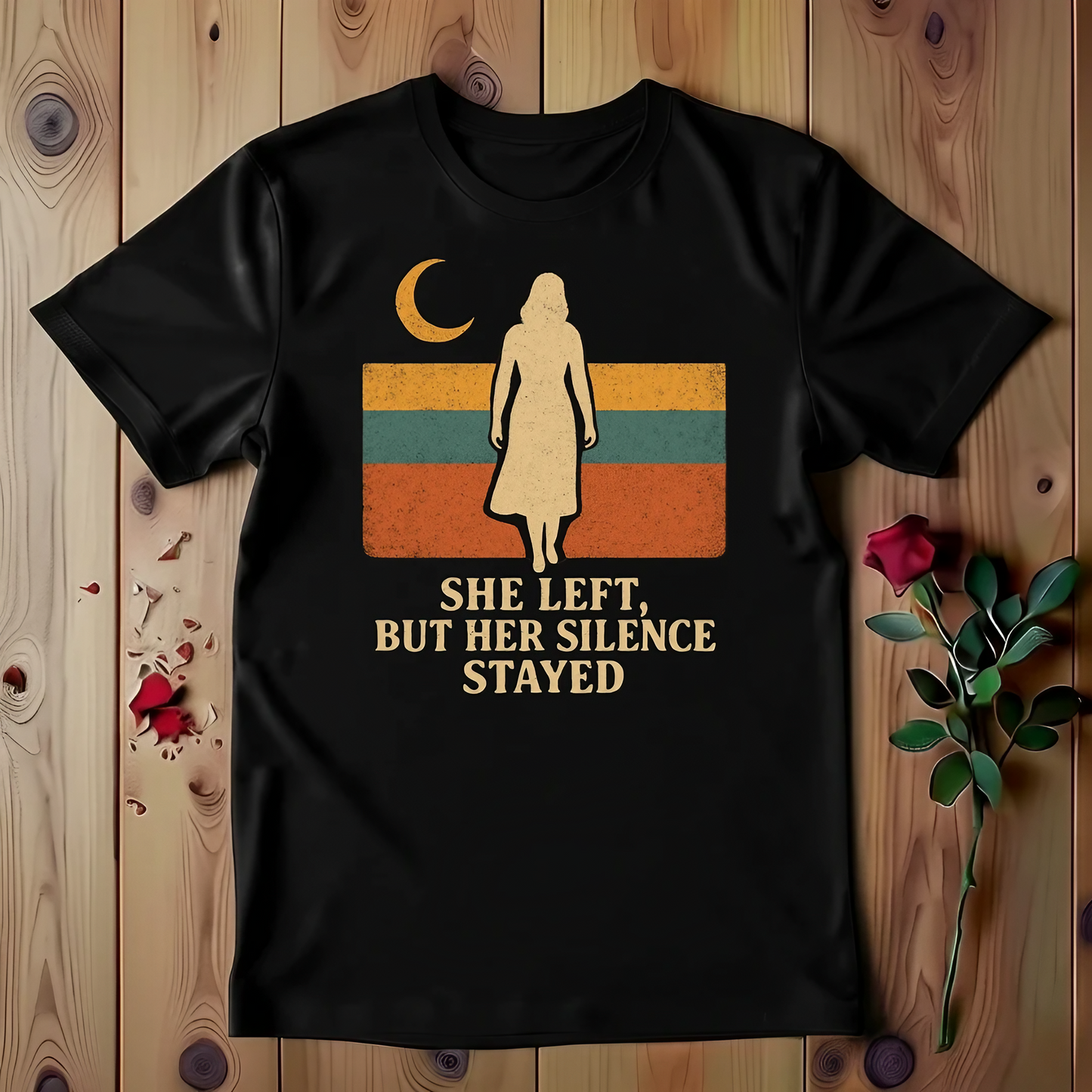 She Left, But Her Silence Stayed T-shirt