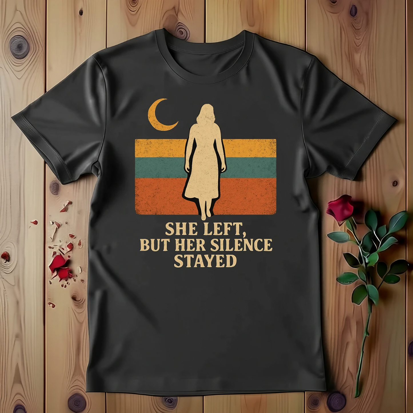 She Left, But Her Silence Stayed T-shirt