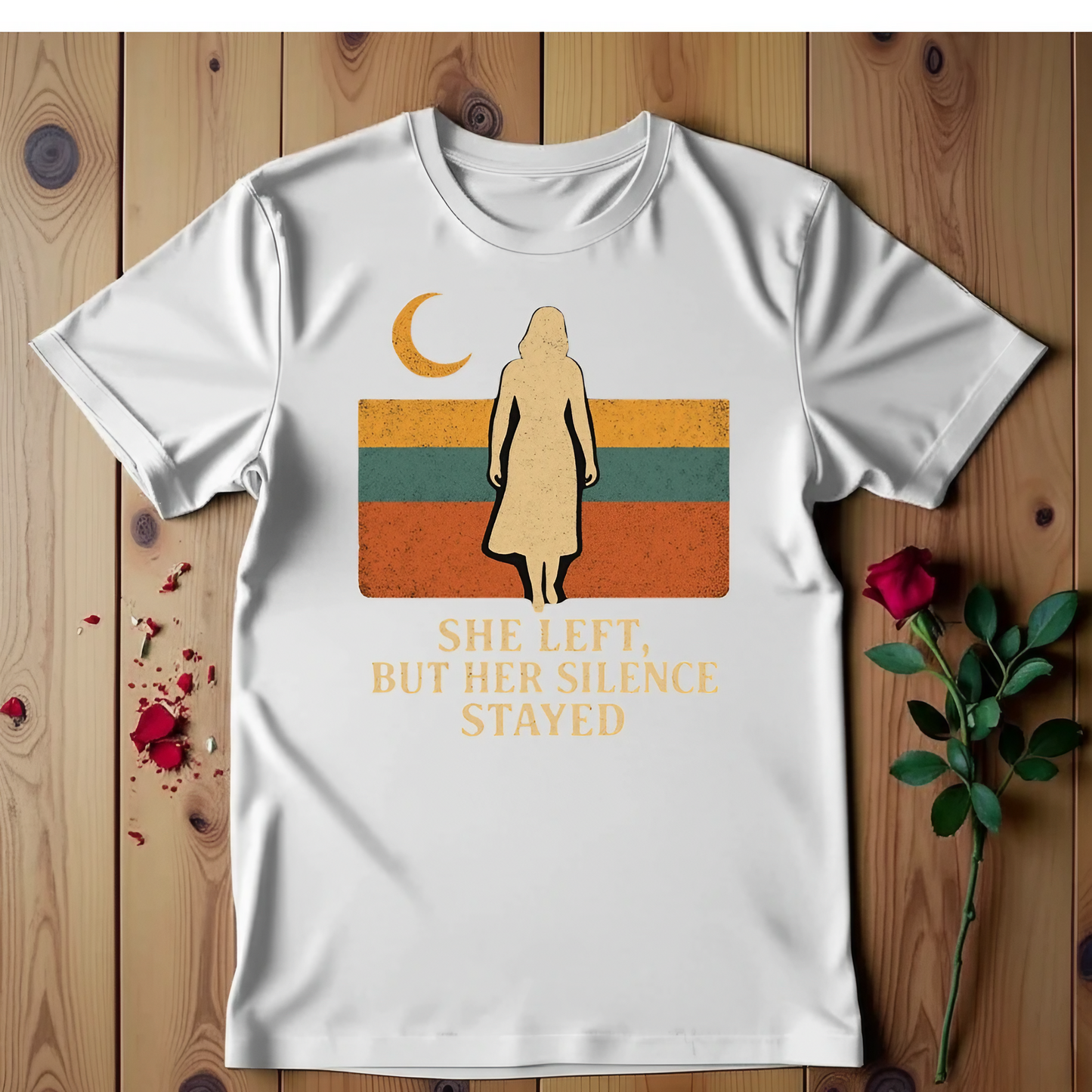 She Left, But Her Silence Stayed T-shirt